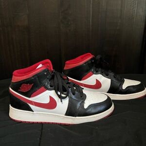 Kids Nike Air Jordan Mid Sneakers - Black, Red, White